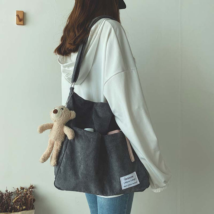 알리나 - 캐주얼 코듀로이 다중 포켓 숄더 백